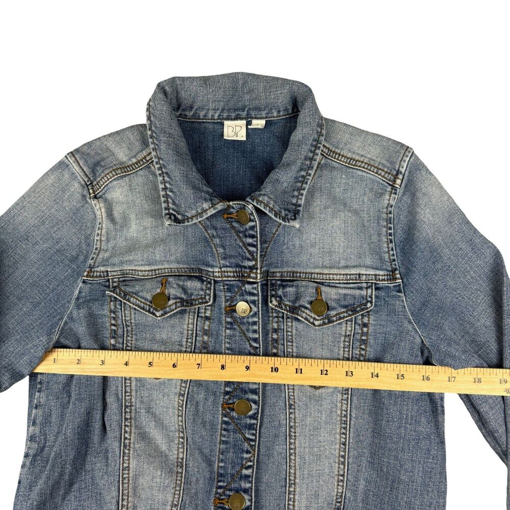 BP Jacket Women's Large Blue Jean Denim Long Sleeve Button Up Pockets Casual Top - Picture 6 of 7